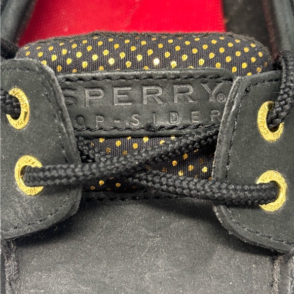 Sperry Top-Sider Boat Shoes Black Gold Accent Leather Upper Women's Size 1OM - Picture 7 of 11